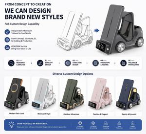 Caricatore Wireless a Forma di Auto, Stazione di Ricarica 3 in 1 a Forma di <span class=keywords><strong>Tesla</strong></span> con Design a Carrello Elevatore per Telefono e Orologio OEM - Product Image 5