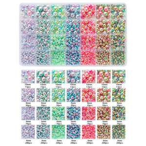 Juego de Perlas de Imitación, 28 Compartimentos, 4, 6, 8, 10 mm, Acrílico, Accesorios para Hacer Joyas, para Abalorios Infantiles - Product Image 1