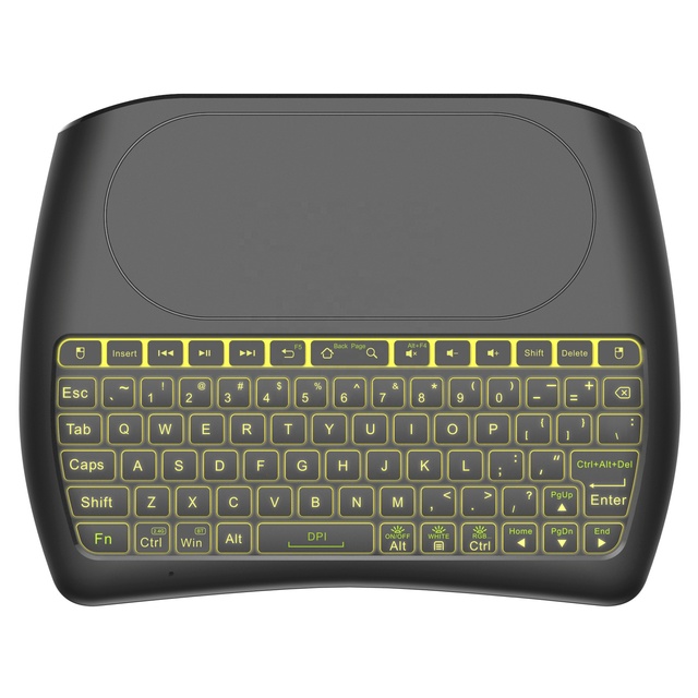 Universal BT/RF 2.4G Air Mouse with Touch Screen White/Black Mini Wireless Keyboard Colorful LED Back Lights