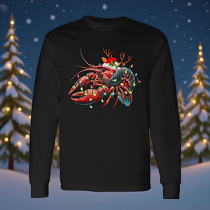 Maglietta a maniche lunghe con cappello da Babbo Natale e luci natalizie Crawfish - Product Image 3