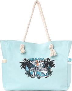 Bolsa de Playa de Lona de Moda, Amplia y con Cierre de Cremallera, Ideal para la Playa y la Piscina, Disponible para la Venta - Product Image 1
