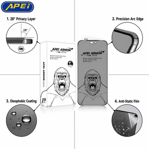 Protector de Pantalla de Privacidad APEI ARMOR PLUS de 28 Grados para iPhone 15/16/17/18 Pro Max Air, Antiestático, Dureza 9H, Película de Vidrio Templado - Product Image 4