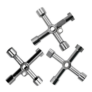 Four In One Silver <b>Key</b> Wrench Zinc Alloy 71mm Industrial Multi Tool For Electrical Appliances Elevators Control Cabinets Valves - Product Image 4