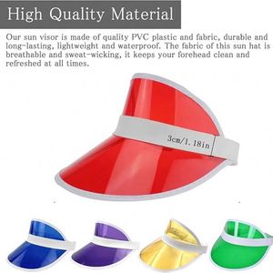 Vente en gros de visières solaires personnalisées en PVC transparent, couleur bonbon, protection UV extérieure, casquette de sport, visière de plage, chapeau d'été, visière personnalisée pour enfants - Product Image 5