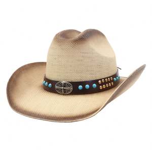 Sombrero Fedora de Paja N44 para Uso Diario, Viajes, Playa, Casual, Negocios, con Banda de Remache Turquesa - Product Image 2