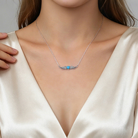 Collier en argent sterling 925 avec pendentif en forme d'aile d'ange et de cœur en turquoise bleu, bijoux Moyu