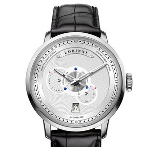 Montre mécanique automatique de luxe Lobinni 16060 pour homme, nouvelle qualité, bracelet en acier inoxydable et cuir, affichage à aiguilles - Product Image 2