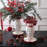 Vase en céramique rouge de style INS, haute qualité, grande valeur esthétique, ornement rouge et vert, cadeau de Noël