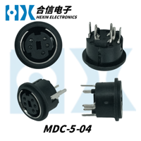 Connecteur Circulaire HX Factory Direct MDC-5-04 Mini Din Femelle Vertical Série MDC Prise de Connexion Din à Terminal Circulaire