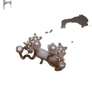 WENCHI S925 <b>Silver</b> DIY <b>Pearl</b> Accessories 6-7mm Beads 11098 Hollow Support Multi-<b>Pearl</b> Jewelry <b>Earrings</b> Made in China - Product Image 4