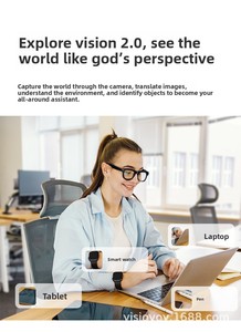 Gafas Inteligentes <span class=keywords><strong>de</strong></span> 800W Píxeles, 1080P, con Reconocimiento <span class=keywords><strong>de</strong></span> Objetos por IA, Traducción Basada en ChatGPT, Grabación <span class=keywords><strong>de</strong></span> Video, Compatibles con Aplicaciones Táctiles - Product Image 6