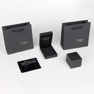 Caja de regalo de lujo con logotipo personalizado, logotipo de papel de marca, collar, joyería, pulsera, embalaje, pendientes, con bolsa