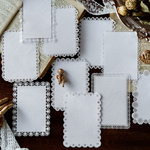 8 pièces de papier autocollant en dentelle ajourée, série <span class=keywords><strong>Alice</strong></span> Tea Party, carnet, <span class=keywords><strong>journal</strong></span>, matériel de <span class=keywords><strong>d</strong></span>écoration DIY, lot de papier de base - Product Image 2