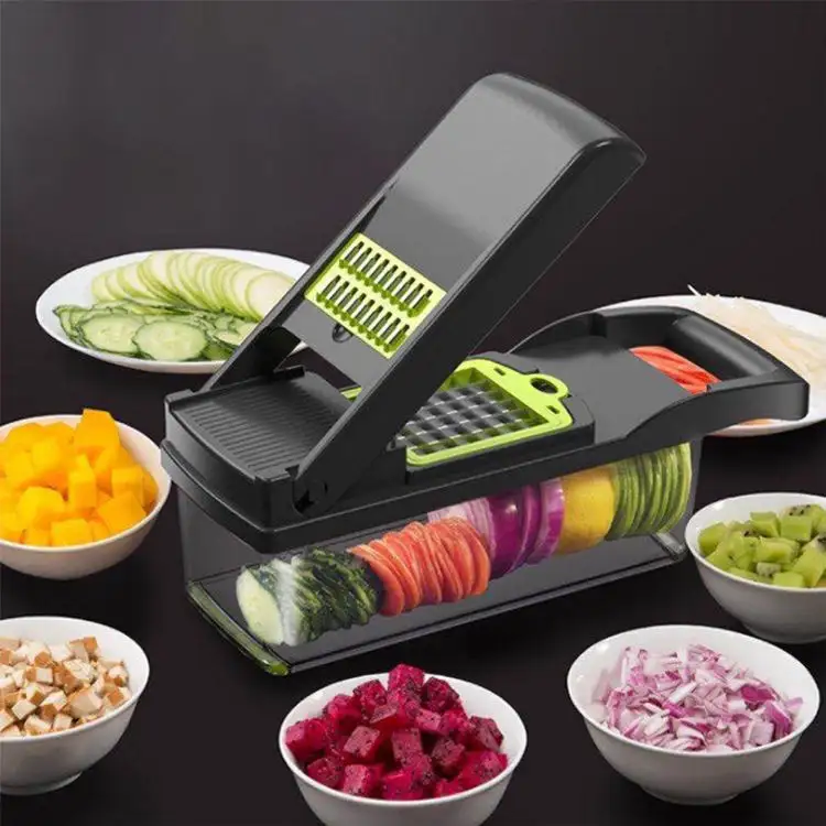 Thời trang 14 trong 1 cầm tay đa chức năng hành tây cắt trái cây Slicer khoai tây Peeler Hướng dẫn sử dụng rau Chopper