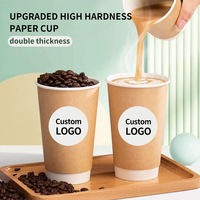 Gobelets en papier à double paroi écologiques de qualité alimentaire, vente en gros d'usine, logo personnalisé, couleur, pour bubble tea, café chaud/froid