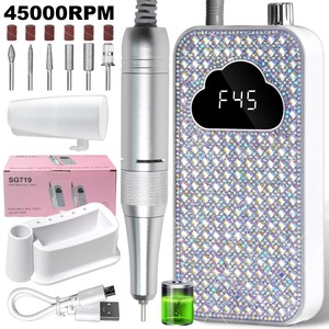 Lime <span class=keywords><strong>à</strong></span> ongles électrique rechargeable portable pour le polissage des ongles en gel, outil de salon professionnel, perceuse <span class=keywords><strong>à</strong></span> ongles électrique 45000 tr/min - Product Image 1