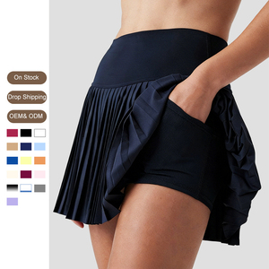 Jupe-short plissée taille haute pour <span class=keywords><strong>femme</strong></span>, idéale pour le tennis, le golf, l'entraînement et les activités sportives, avec poches - Product Image 1