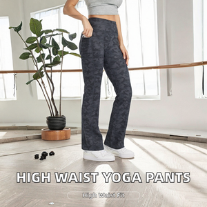 Women's Cross High Waist Yoga Flared Pants Simple Full Length Casual Hip Lifting Dance Sports Fitness Four-Way Stretch Elastic - Product Image 2