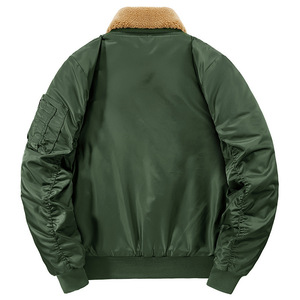 Blouson d'hiver matelassé en coton pour homme, style aviateur américain, robuste, en nylon épais, col montant amovible - Product Image 4