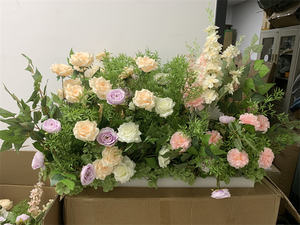 QSLH-638 Chemin de table floral pour mariage, arrangement floral en soie, chemin de table pour allée, fleurs artificielles pour toile de fond de mariage - Product Image 4