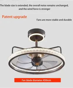 LED Ceiling Fan With Lights Living Room Remote Control 3 Color Change Lights Nordic Lamp