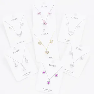 Bloesem Cs Sieraden Fabriek Leveren Fijne 925 Zilveren Oorbellen Ketting 2 Stuks Zirkoon Sieraden Set Eenvoudige Sieraden Voor Vrouwen