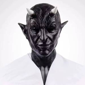 Máscara de látex de Mephistopheles, demonio de terror, con cuernos, para cosplay, disfraz de diablo asesino, accesorio para fiestas de carnaval y Halloween. - Product Image 3