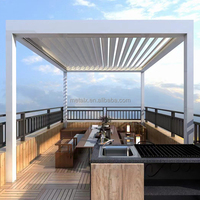 Pergola moderne en aluminium pour piscine, abri de jardin avec toit rigide et lames orientables, profilés extrudés 2024