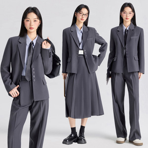 Women's Professional Suit Set Midi Skirt Blazer Office Lady Anti-Wrinkle <b>Work</b> Commuting - Product Image 3