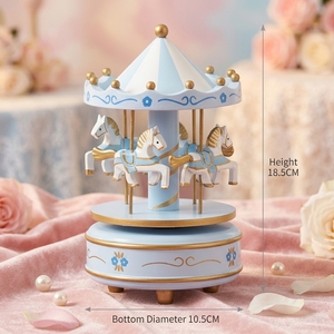 Decoración para Baby Shower - Caja Musical <span class=keywords><strong>de</strong></span> Madera con Caballo Giratorio para Niños, Regalo, Recuerdos para Fiesta <span class=keywords><strong>de</strong></span> Cumpleaños, recuerdos para baby shower - Product Image 2