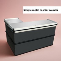 Comptoir de caisse de supermarché au design moderne et minimaliste, système de point de vente inclus, configurations en L/droites, principal