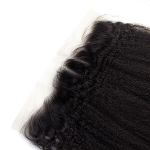 Extensions de cheveux humains indiens crépus raides avec fermeture permanente cheveux humains brésiliens Yaki avec fermeture à lacet haute qualité - Product Image 1