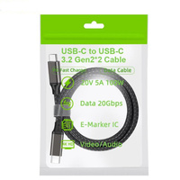Kabel USB 3.1 Nylon Braided Tipe C Male ke Male 100W PD 5A Pengisian Cepat Kabel Data