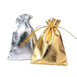 Pochette Cadeau Personnalisée de Luxe en Satin Doré avec Cordon, pour Bijoux et Bonbons, Sac de Fête de Mariage, Logo Imprimé Sérigraphié, MOQ 75 Pièces, Vente Directe Usine - Product Image 1