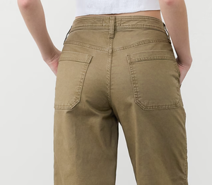 LADY 98% Organic Cotton, 2% Elastane Spandex WIDE-LEG HIGH-RISE <strong>CROPPED</strong> <strong>CHINO</strong> PANTS - Product Image 6