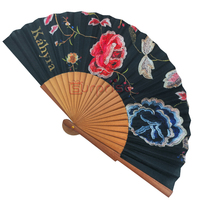 Éventail à main en bois personnalisé de 23cm en gros avec motif de modèle imprimé espagnol faveurs de mariage peintes colorées