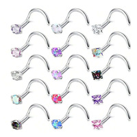 Yazi Anneau de nez/Septum articulé en acier inoxydable 316L avec zircons cubiques transparents multiples, hypoallergénique, bijoux de piercing corporel