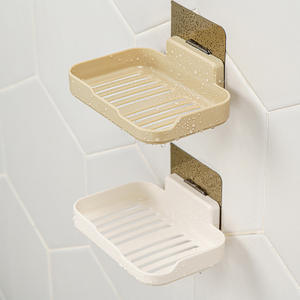 Support mural adhésif sans perçage pour savon avec drain, nouvelle boîte à savon, plateau de rangement pour salle de bain et toilettes - Product Image 1