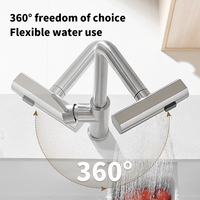 Robinet de cuisine à capteur sans contact en nickel brossé Mélangeur d'eau chaude et froide Bec extractible flexible Robinet d'évier de cuisine à montage sur pont