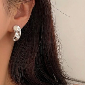 S925 Sterling <b>Silver</b> Irregular Geometric <b>Stud</b> Earrings For Women Everyday Wear - Product Image 1