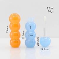 Tubes de brillant à lèvres personnalisés de luxe 3 ml, vides, transparents bleus, avec applicateur, design mignon, impression sérigraphique et UV