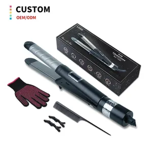 OEM New Multifunction Hair Curier Flat Iron with Changeable Temperature Aluminum 2 in 1 Hair Straightener For Salon and Home