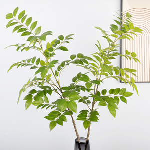 Nhà Máy Trực Tiếp Nhân Tạo <span class=keywords><strong>Toona</strong></span> Sinensis Lê Nhựa Màu Xanh Lá Cây Nhà Máy Chi Nhánh Cho Nhà Văn Phòng Trong Nhà Ngoài Trời Trang Trí - Product Image 1