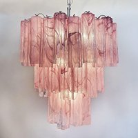 Magnifique lustre italien vintage en verre de Murano fait main, rose, pour la décoration du salon, de la salle à manger et de la chambre à coucher