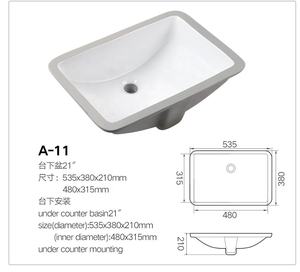 Wastafel keramik kamar mandi persegi panjang gaya industri kualitas tinggi 1813 bak cuci tangan untuk penggunaan apartemen - Product Image 6