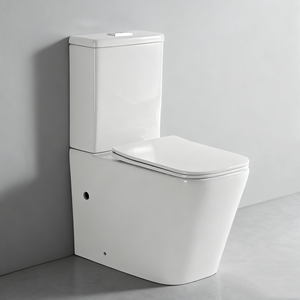 Inodoro cuadrado con cierre acoplado con asiento de cierre suave de urea, WC de doble descarga en blanco y negro mate Calidad europea - Product Image 1