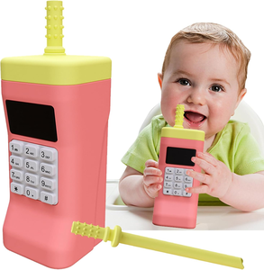 Gobelet en silicone de qualité alimentaire unique de 200ml pour bébé de <span class=keywords><strong>6</strong></span> <span class=keywords><strong>mois</strong></span> et plus avec paille de dentition, gobelet de transition pour les tout-petits - Product Image 1