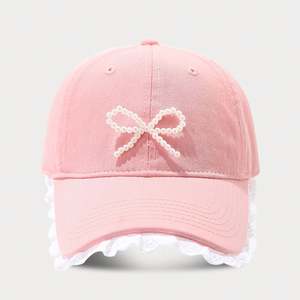 Gorras de Béisbol Deportivas para Mujer, con Borde de Encaje, Parte Superior Suave y Lazo de Perlas - Product Image 4