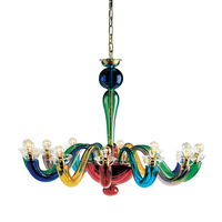 Lustre en verre soufflé à la main personnalisable, style Murano, arc-en-ciel, design européen pour salon, éclairage d'hôtel