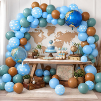 Kit d'arche de ballons de voyage avec carte du monde, ballons en aluminium globe terrestre, décorations pour fête de naissance